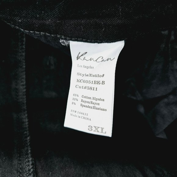 KanCan Mid Rise Zip Cuff Ankle Jeans 3XL 20W Black Raw Hem Crop Plus Stretch New - Picture 3 of 10